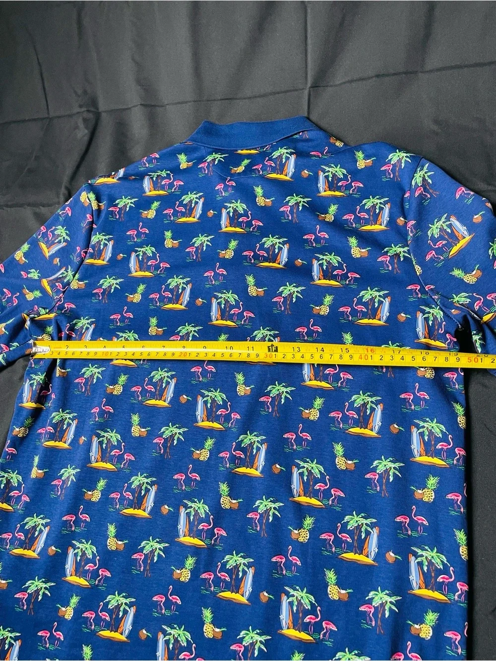 Ralph Lauren Navy Polo with Tropical Flamingo & Pineapple Print
